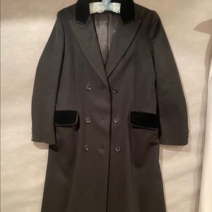 Vintage 100% wool maxi pea coat black